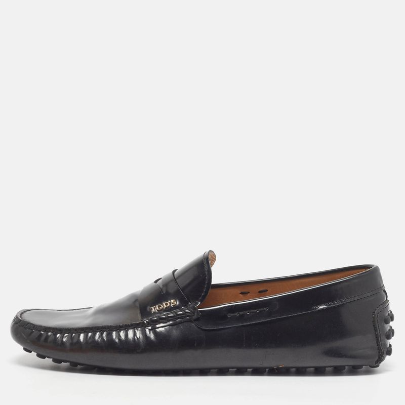 Tod's Gommino Size 42.5 Black Patent Leather Driver Loafers